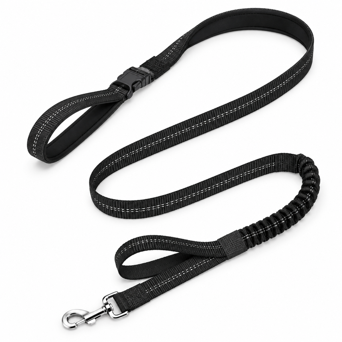 Reflective Dual-Handle Elastic Pet Leash
