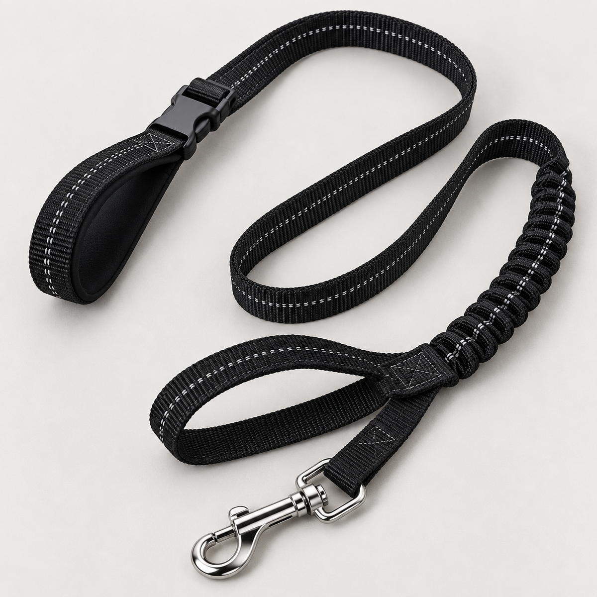 Reflective Dual-Handle Elastic Pet Leash