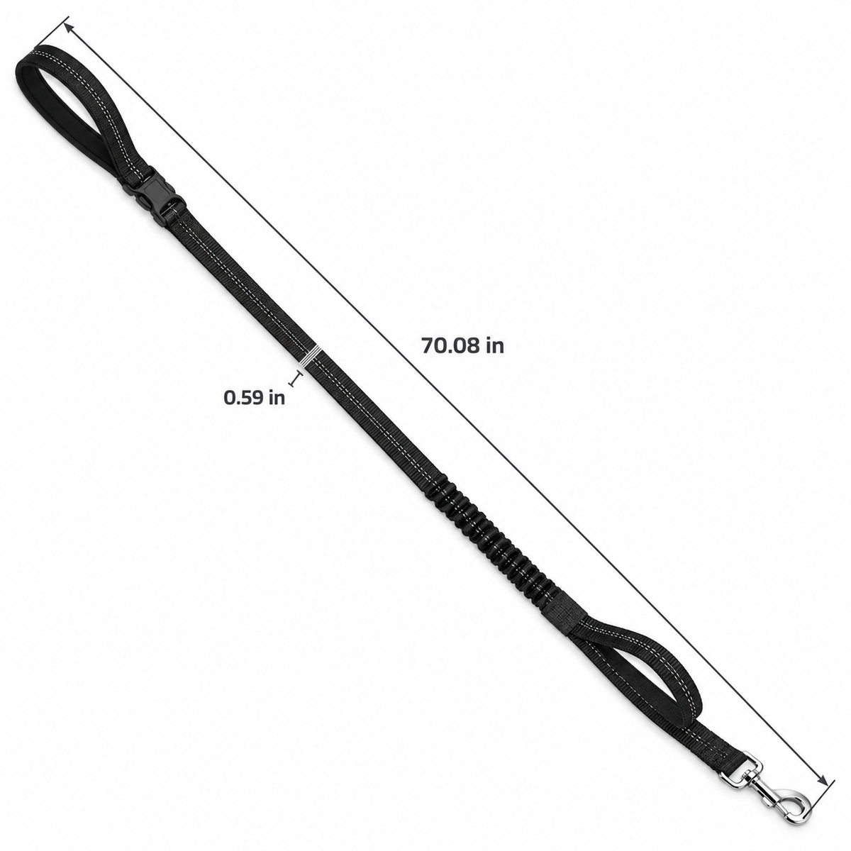 Reflective Dual-Handle Elastic Pet Leash